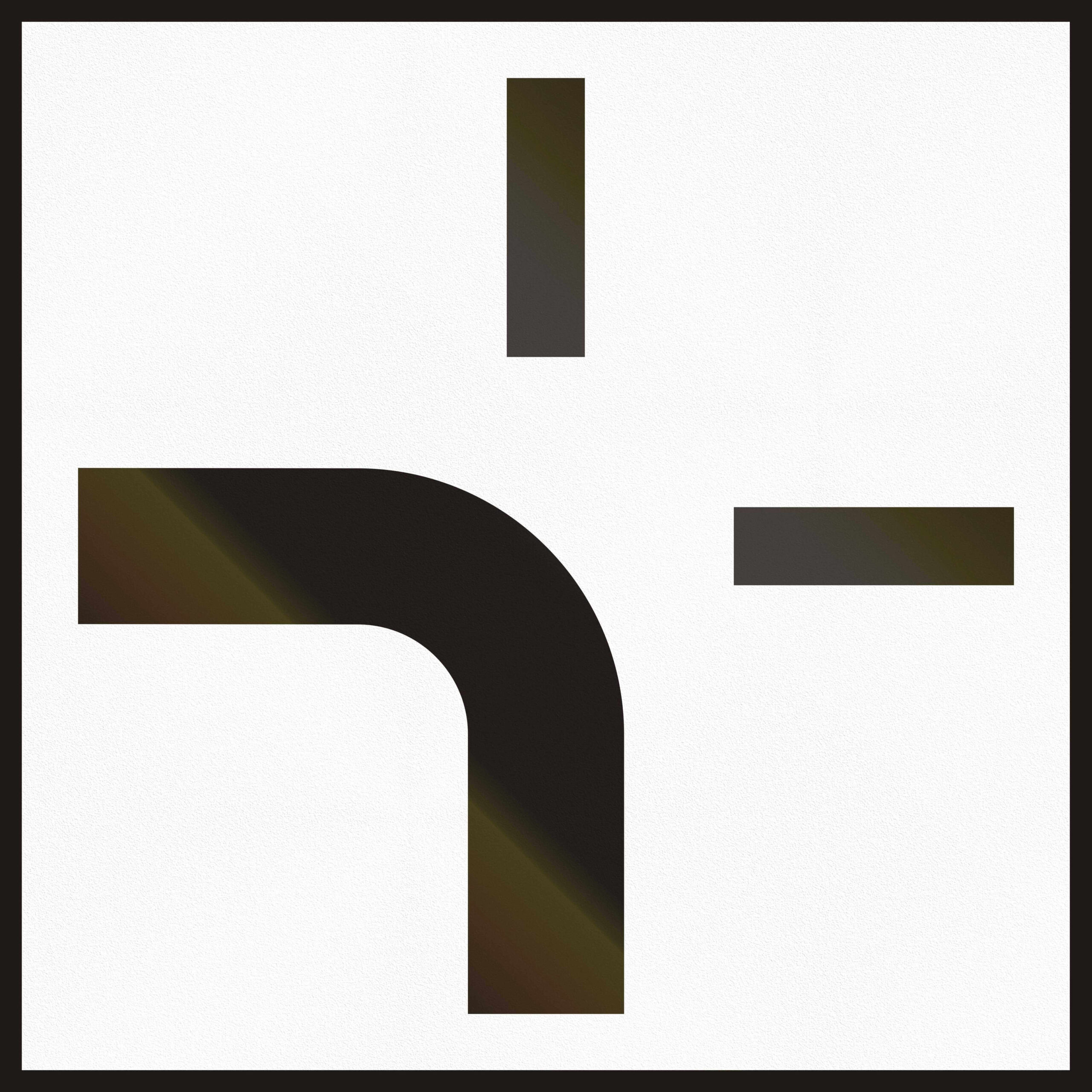 White square with thick black line that bends to left with one vertical line and one horizontal line above.