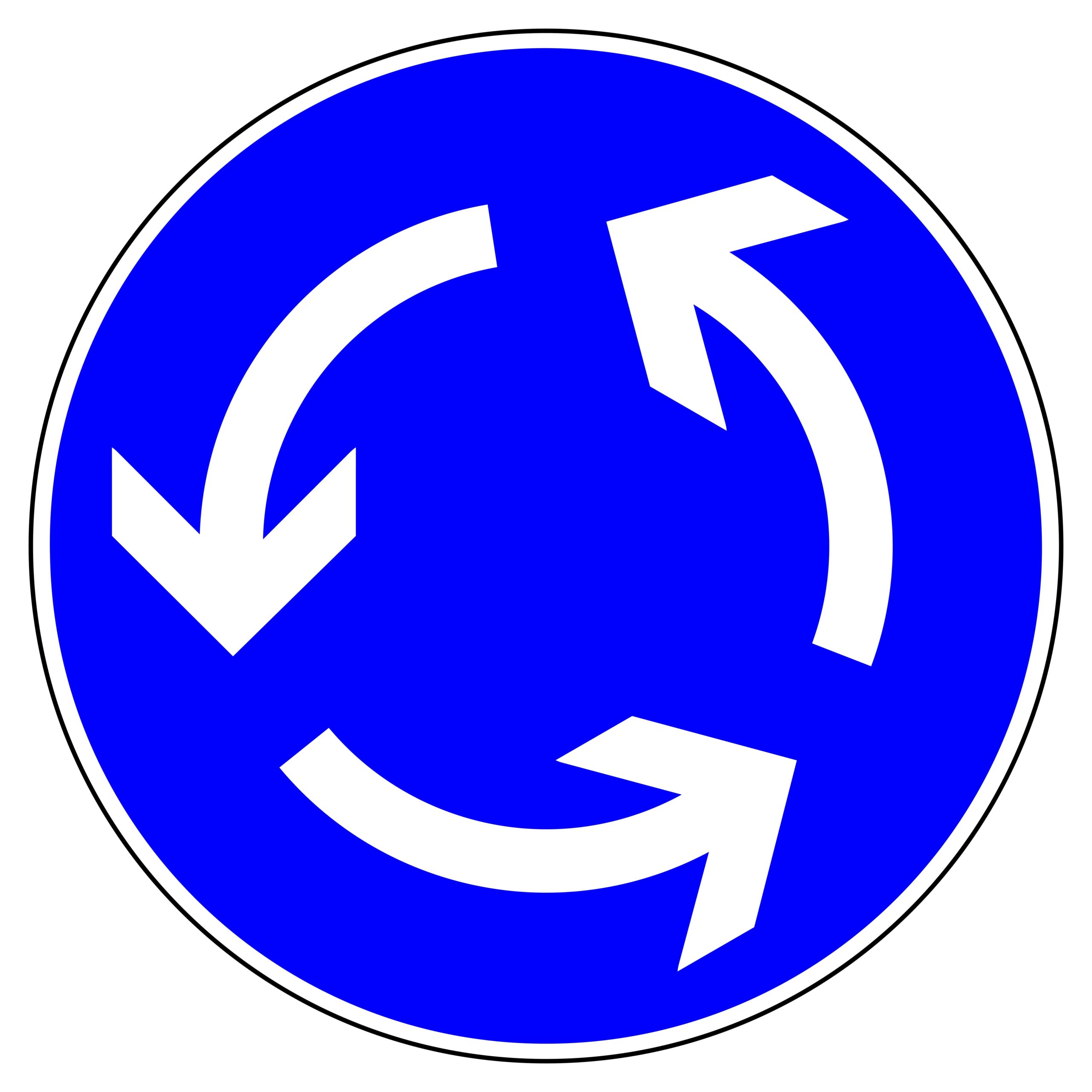 German road sign for roundabout.