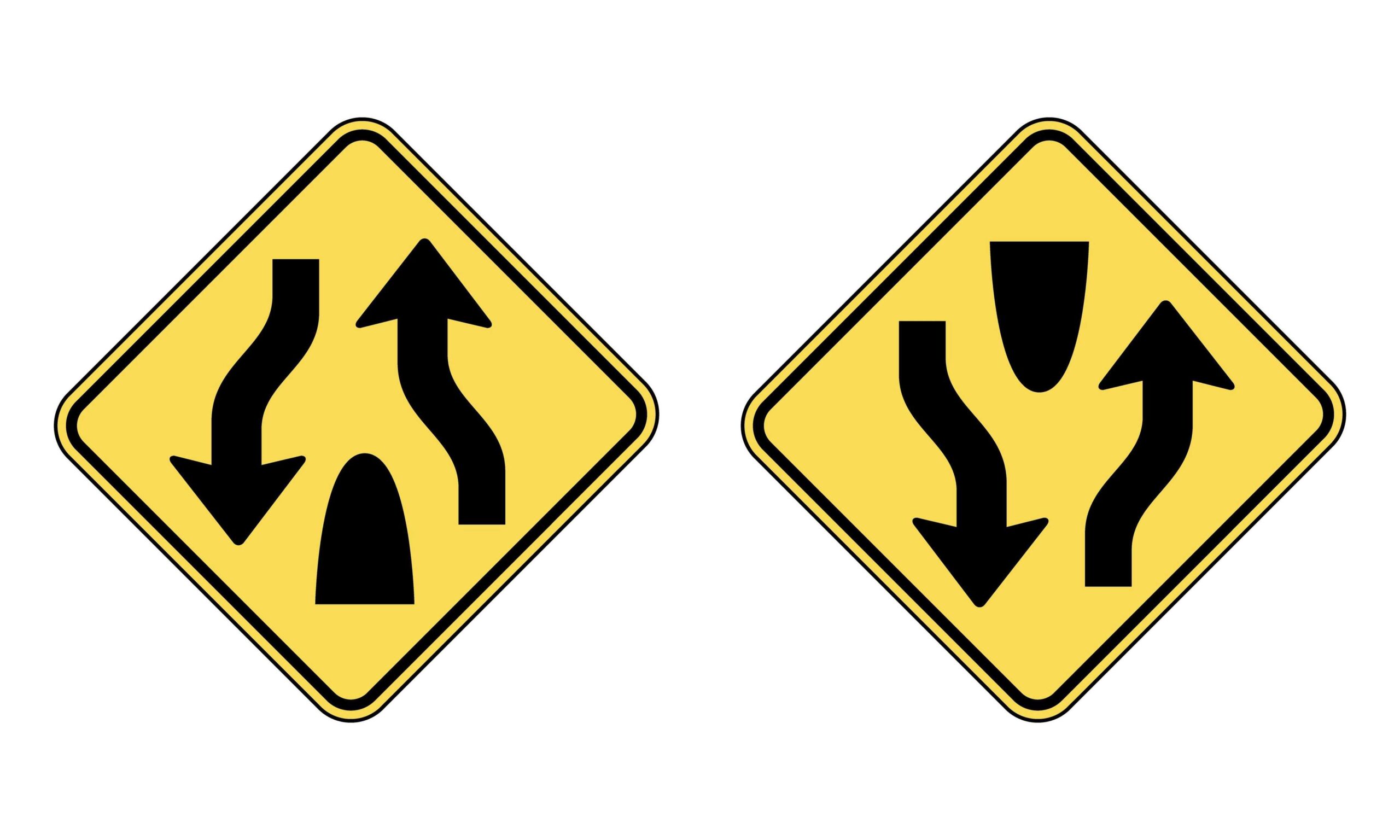 American 'divided highway' road sign.