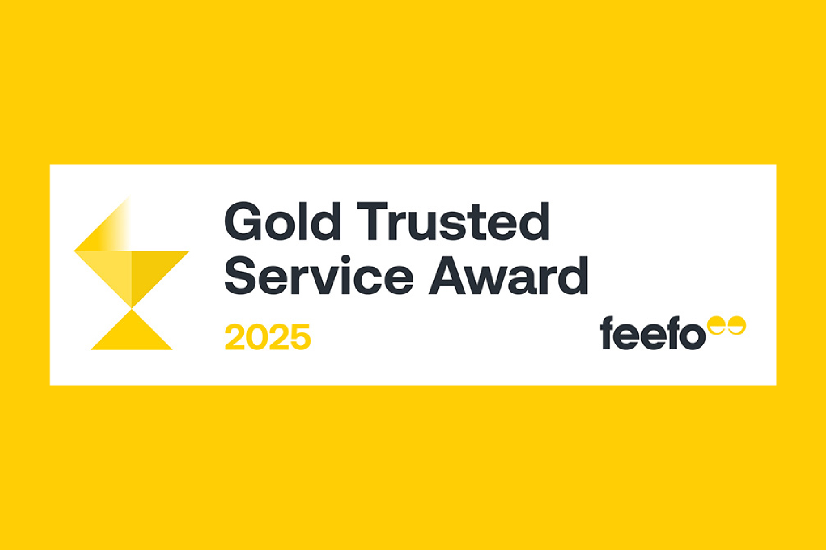 Feefo trusted service award logo won by Car Rental Excess insurance company sits on a yellow background.