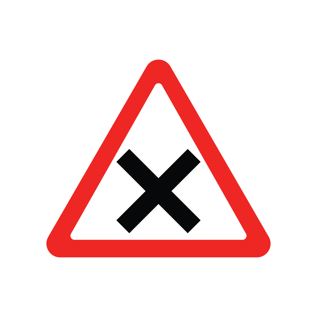 Road sign found in Belgium informing drivers of an upcoming intersection.